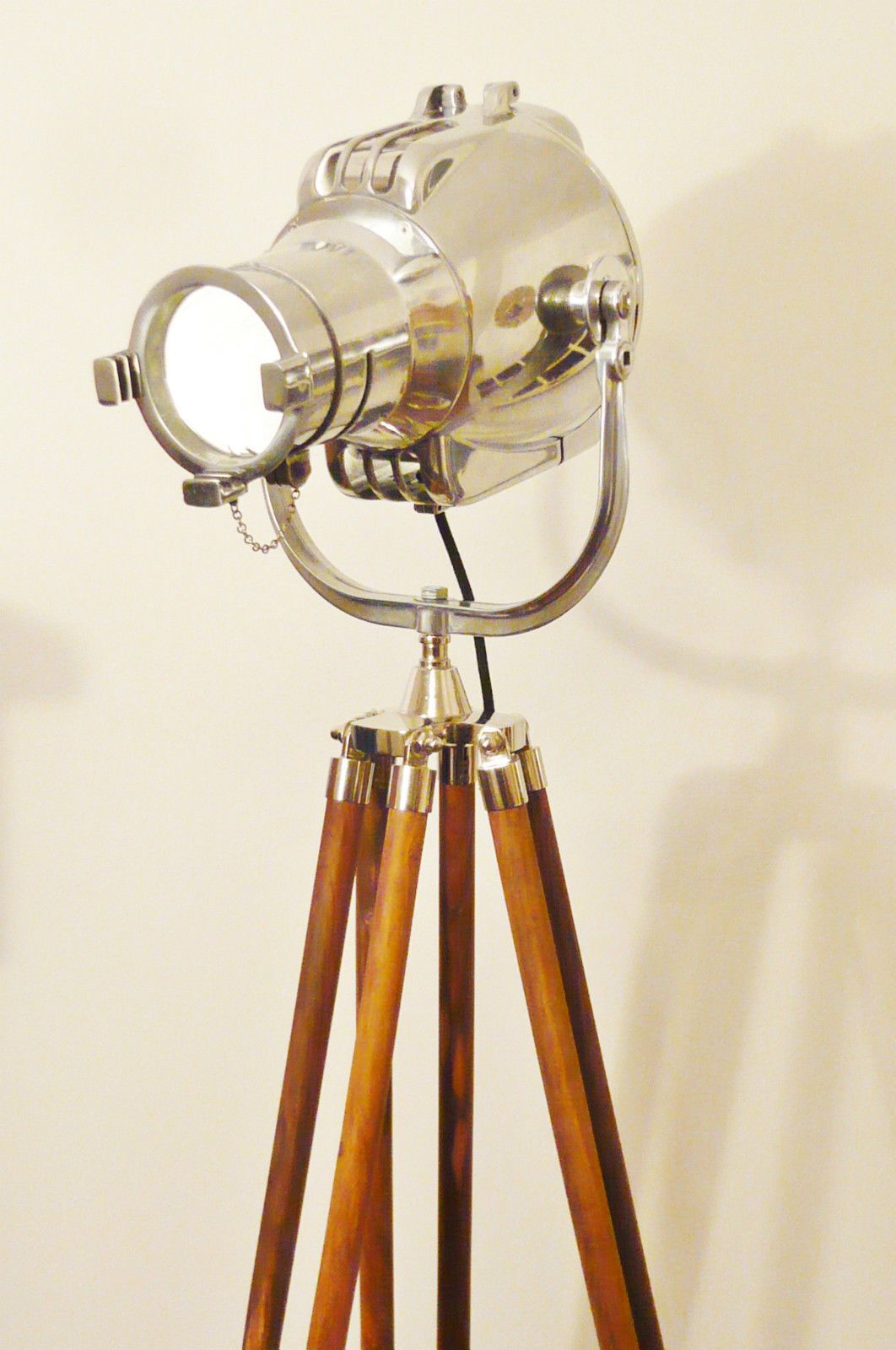 Antique Theatre Spot Light By Strand Electric Of London Film Studio 1950's Mid Century Industrial Lighting Wooden Tripod Patt 23 Rank Movie photo vinterior