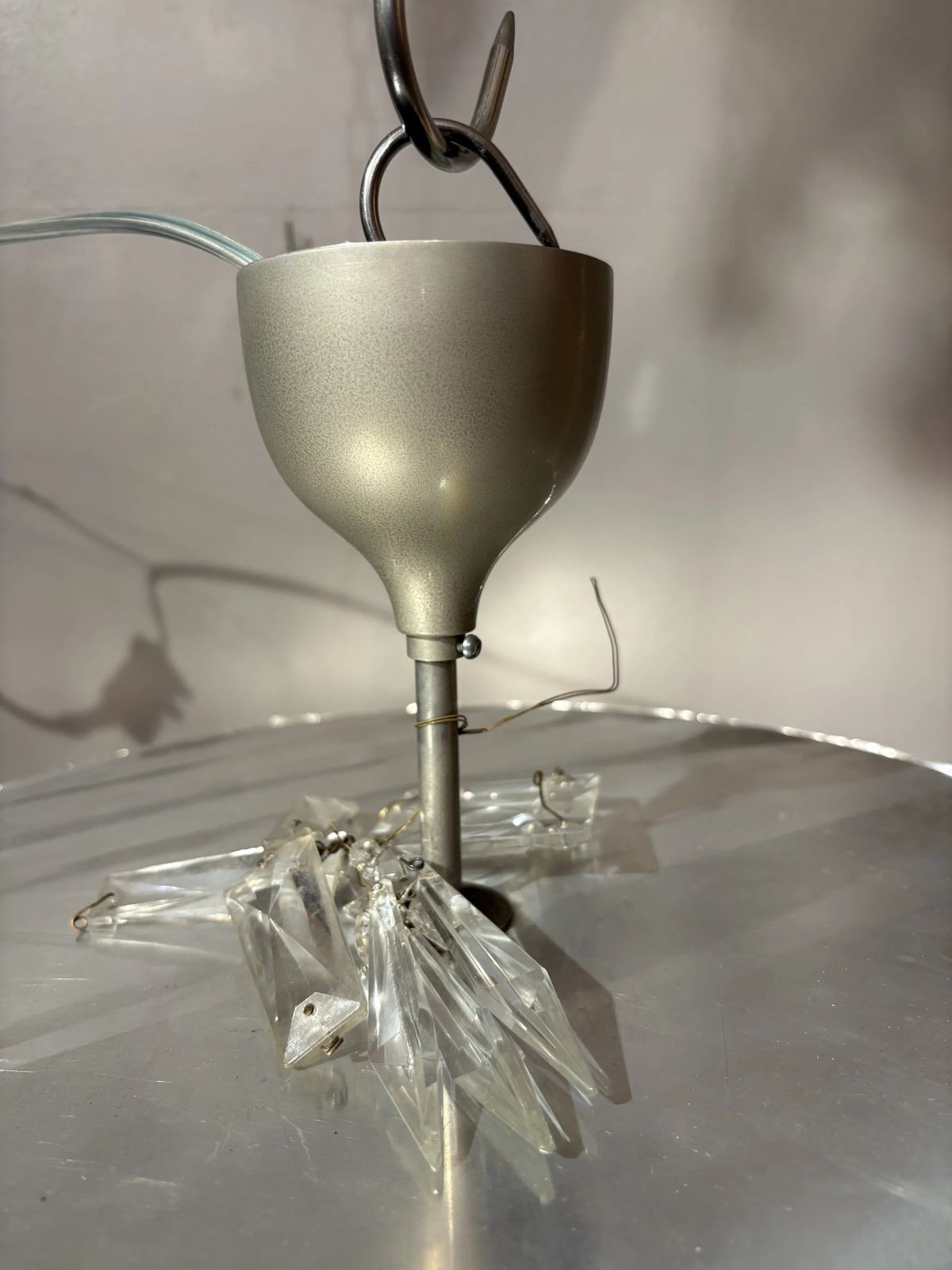 Italian Mid Century Chrome And Bohemian Crystal Flush Mount photo 1111.0