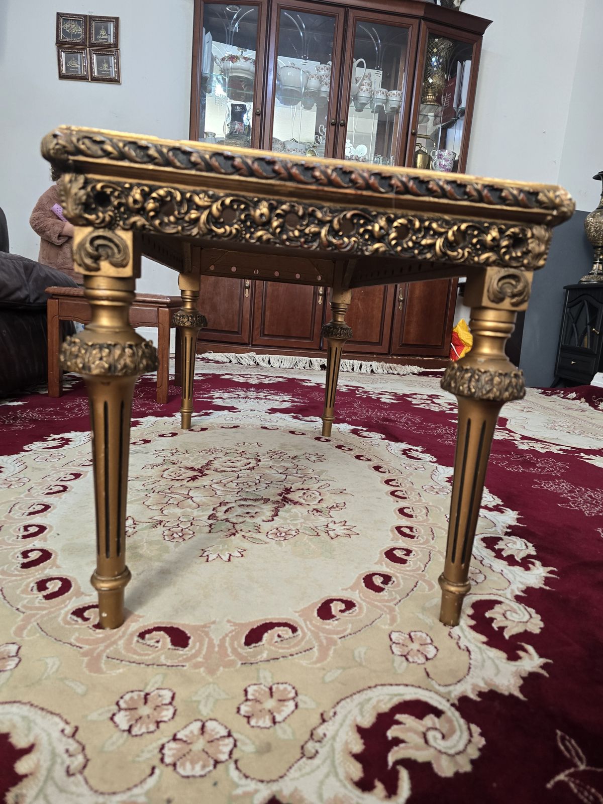 photo for sale Antique French Gilt & Mirrored Glass Coffee Table