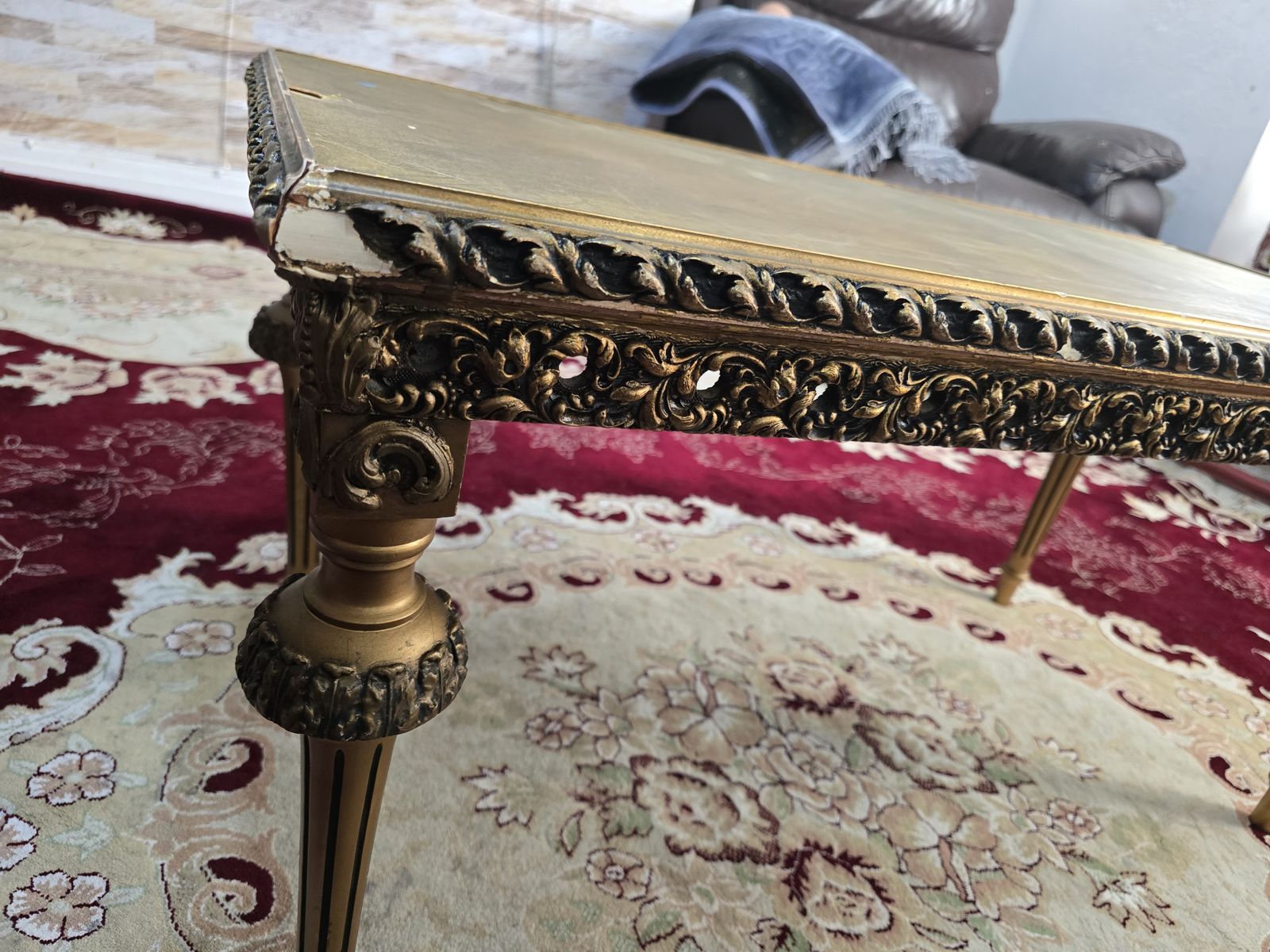 Furniture Antique French Gilt & Mirrored Glass Coffee Table photo