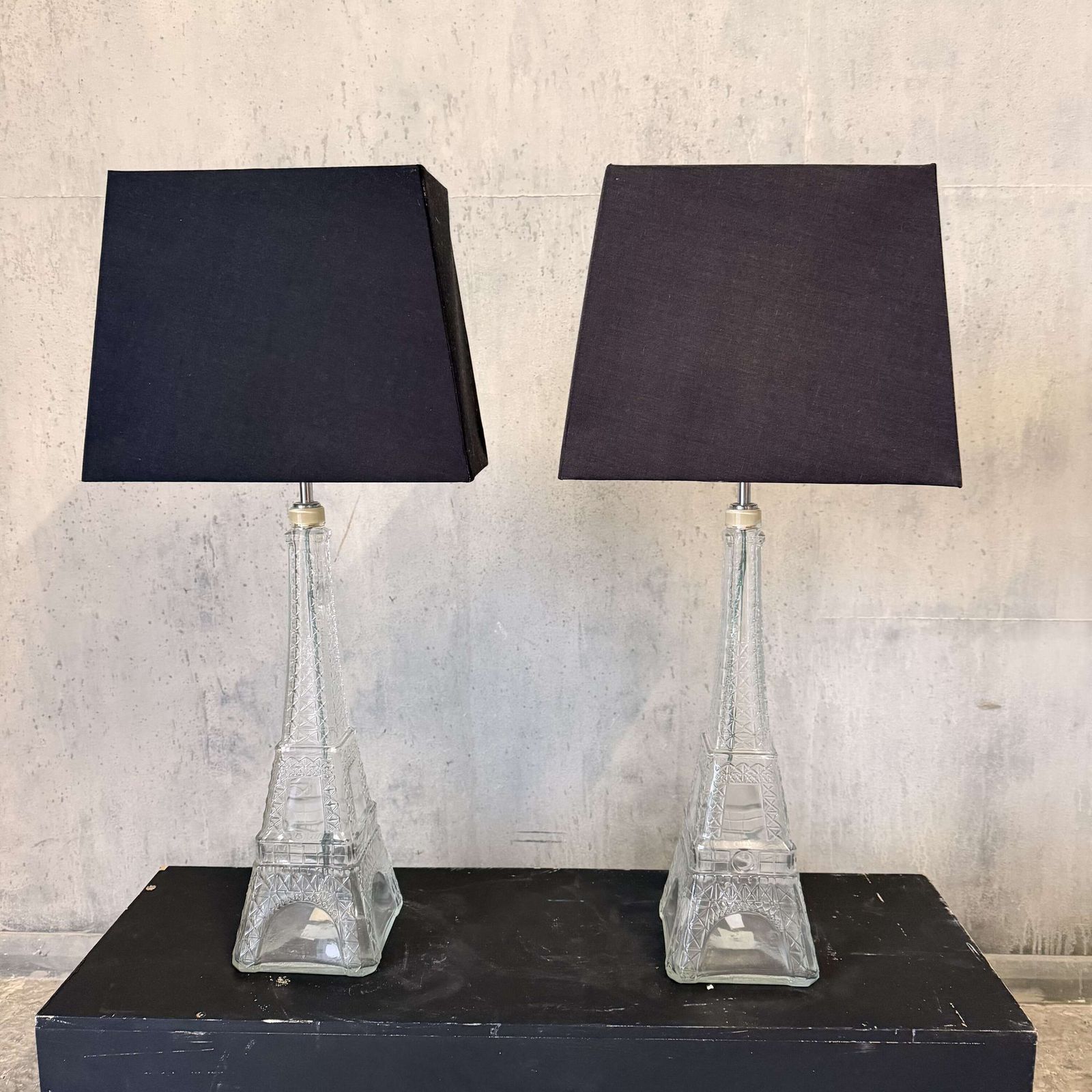 Pair Of Eiffel Tower Glass Lamps   France, 1960's photo furniture