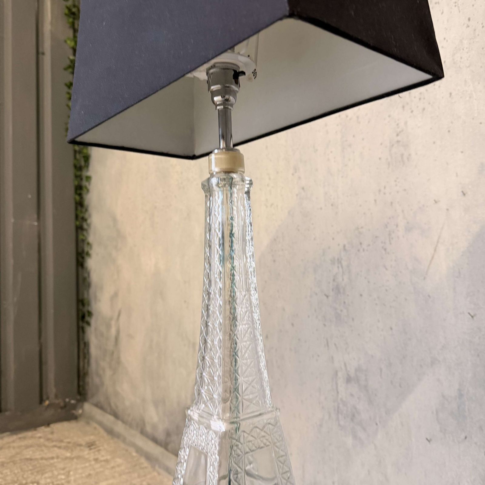 Pair Of Eiffel Tower Glass Lamps   France, 1960's photo vintage