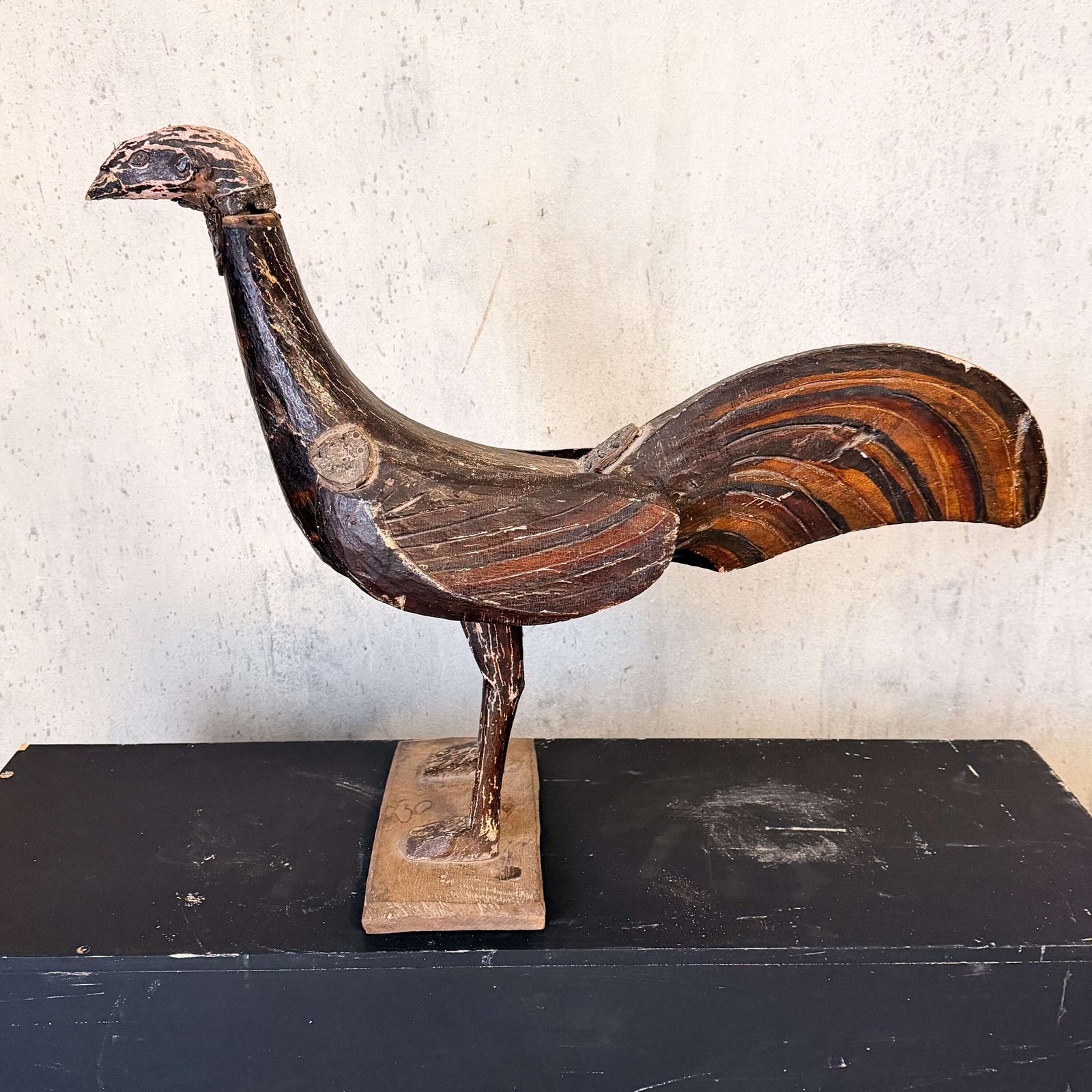 Antique Carved Wooden Stylised Bird Sculpture — Scandinavian / Nordic photo for sale