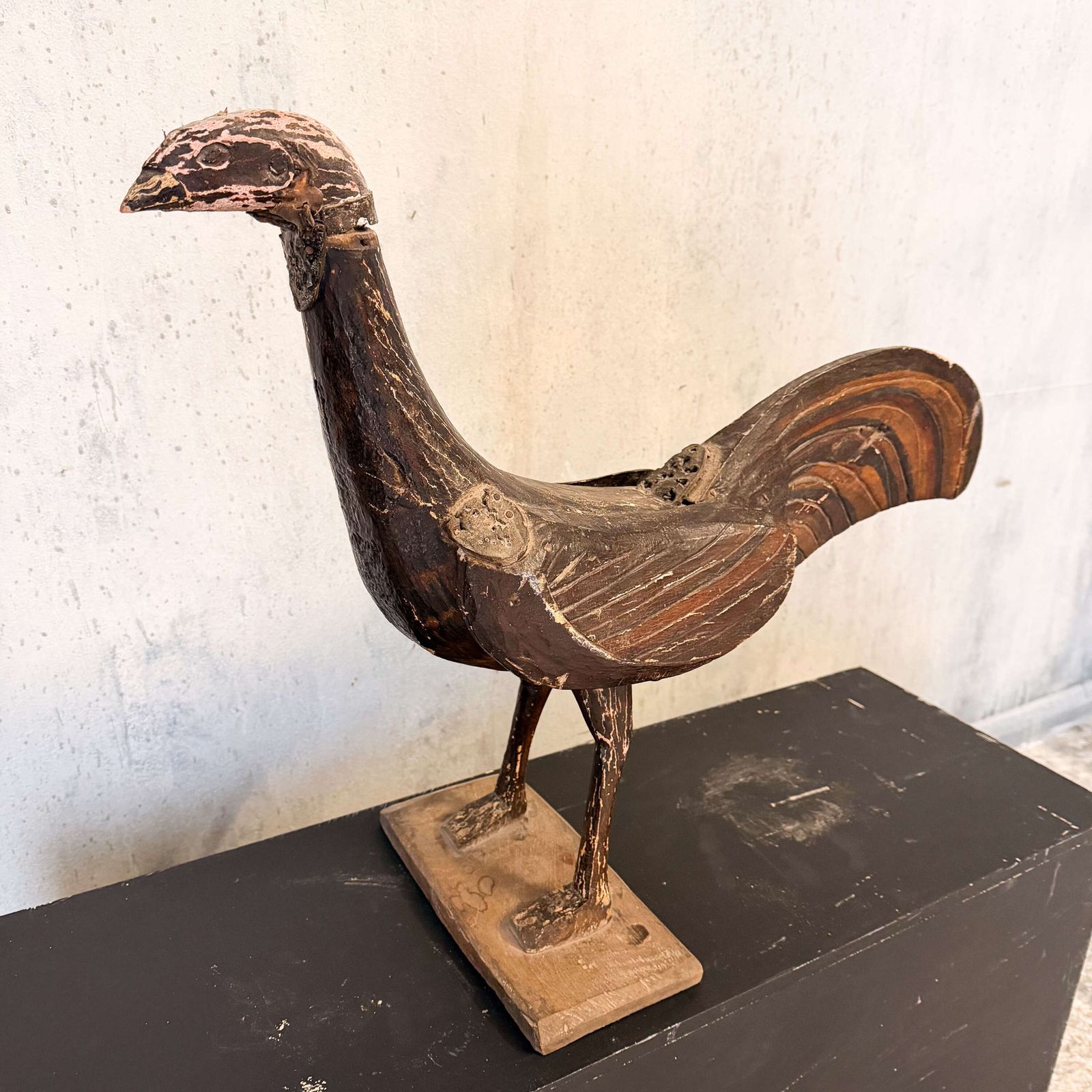 Antique Carved Wooden Stylised Bird Sculpture — Scandinavian / Nordic photo 525.0