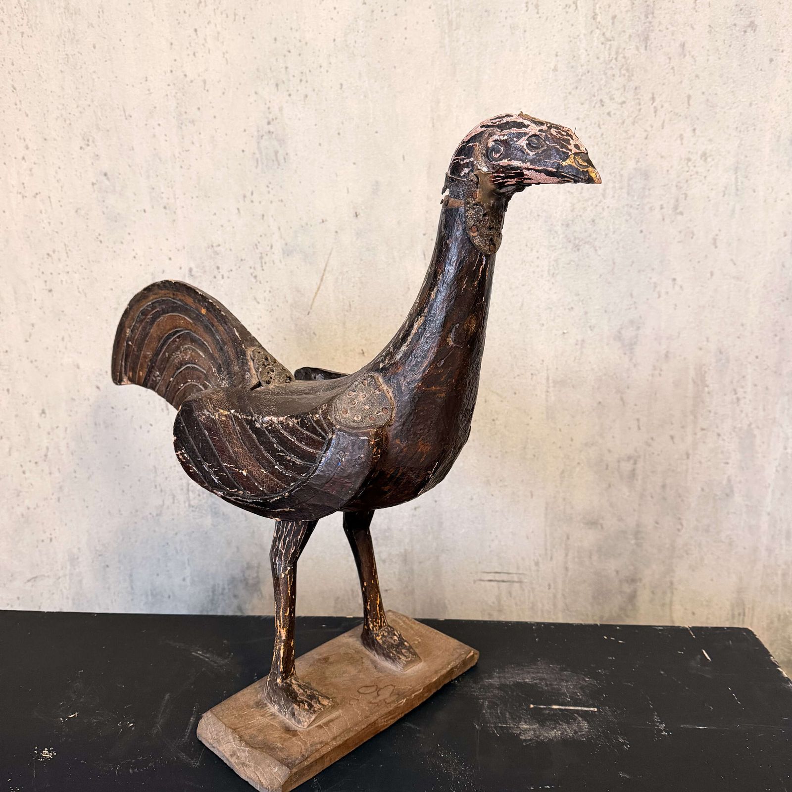 525.0 Antique Carved Wooden Stylised Bird Sculpture — Scandinavian / Nordic photo