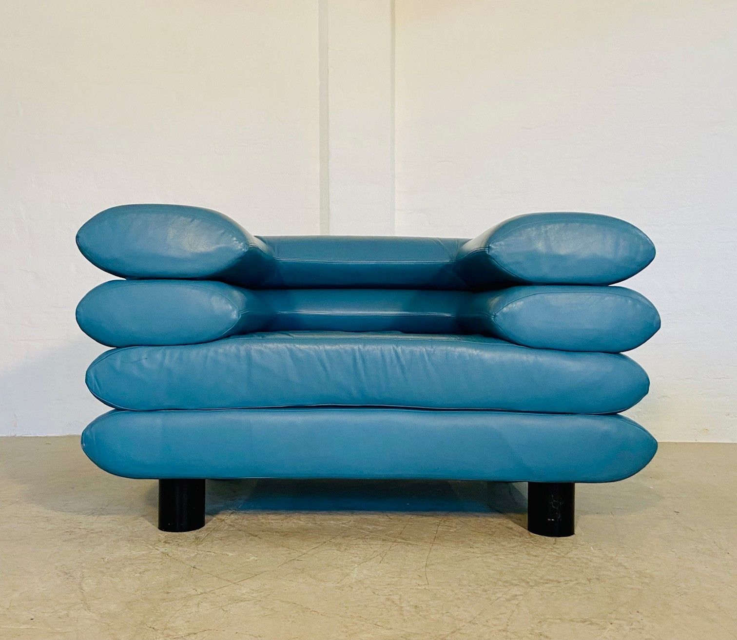 Vintage Retro Swedish Lounge Chair In Turquoise Leather