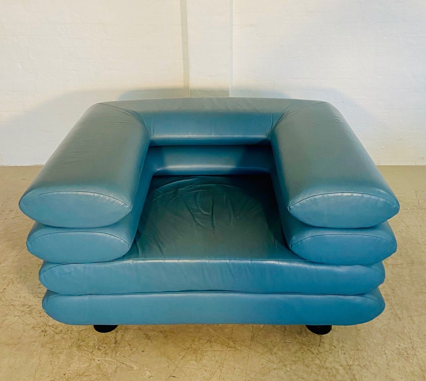Vintage Retro Swedish Lounge Chair In Turquoise Leather photo Furniture