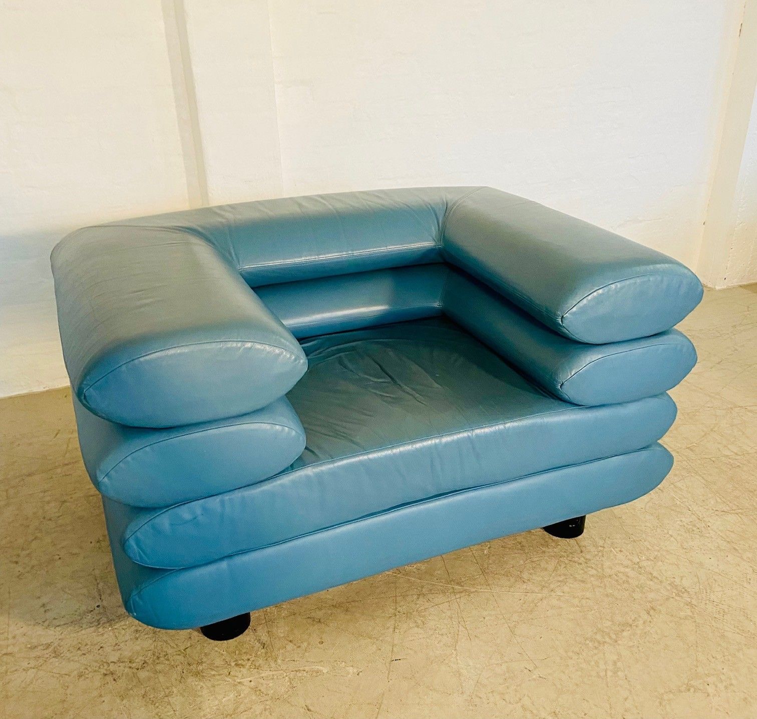 Vintage Retro Swedish Lounge Chair In Turquoise Leather photo vinterior