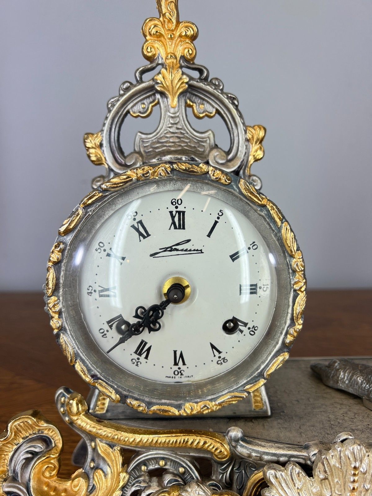 photo furniture Lancini Imperial Ormolu Gilt Brass Mantle Clock With Candelabras  Lot 4641