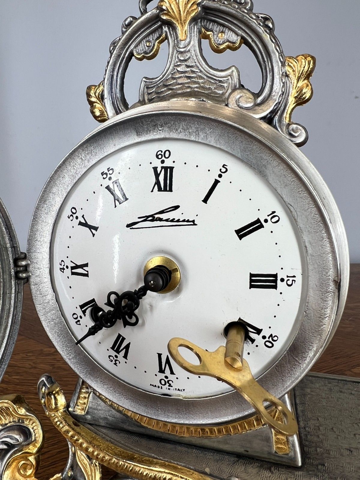 599.0 Lancini Imperial Ormolu Gilt Brass Mantle Clock With Candelabras  Lot 4641 photo