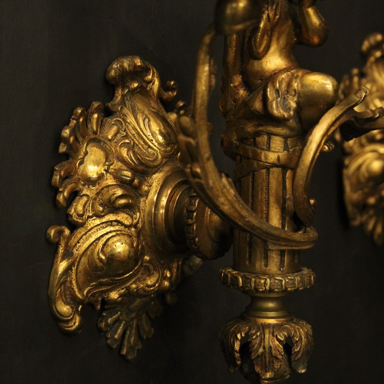French Pair Of Bronze Antique Wall Sconces photo Lighting