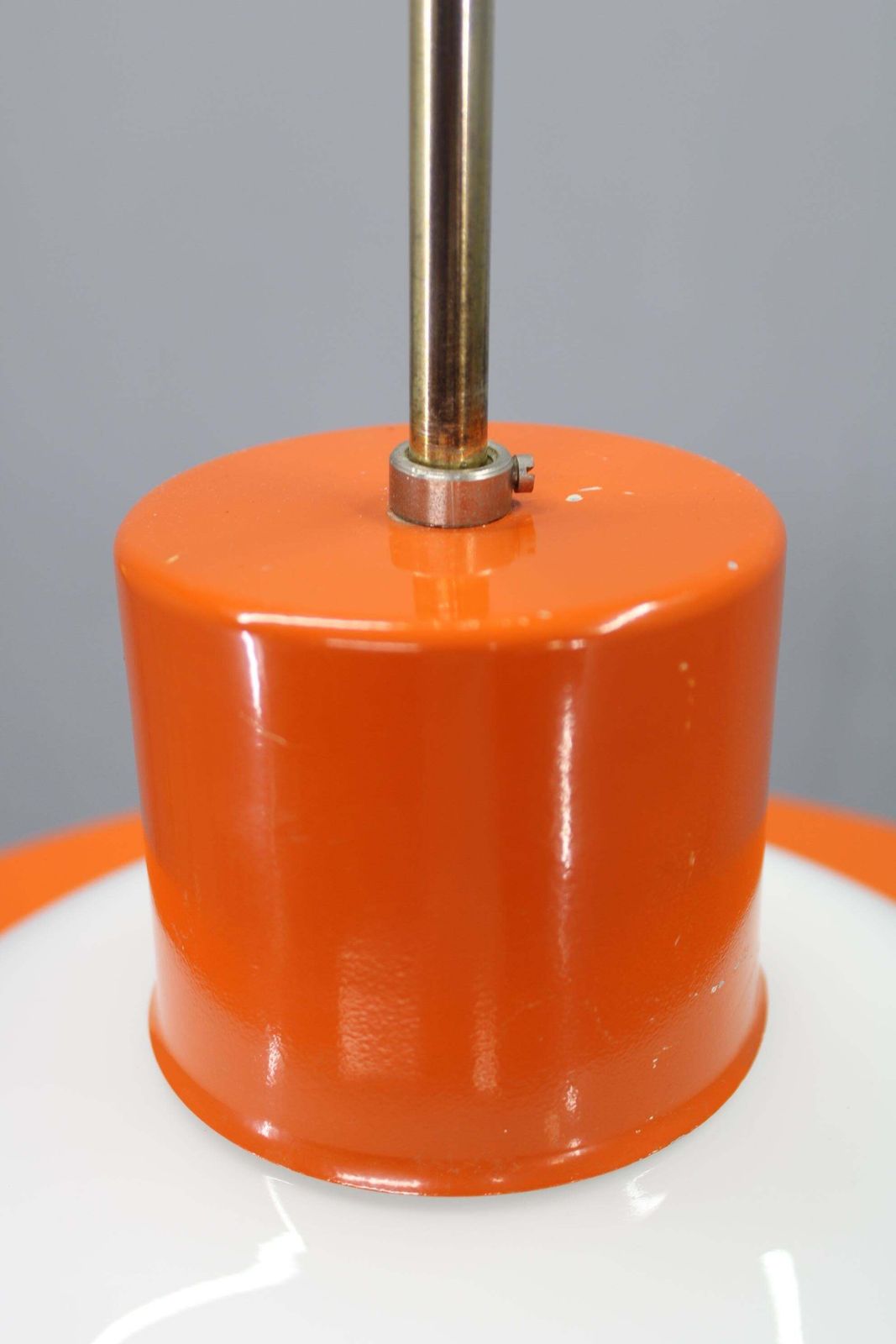 1970s Czechoslovak Mid Century Orange Opaline Glass Pendant Lamp photo 431.0