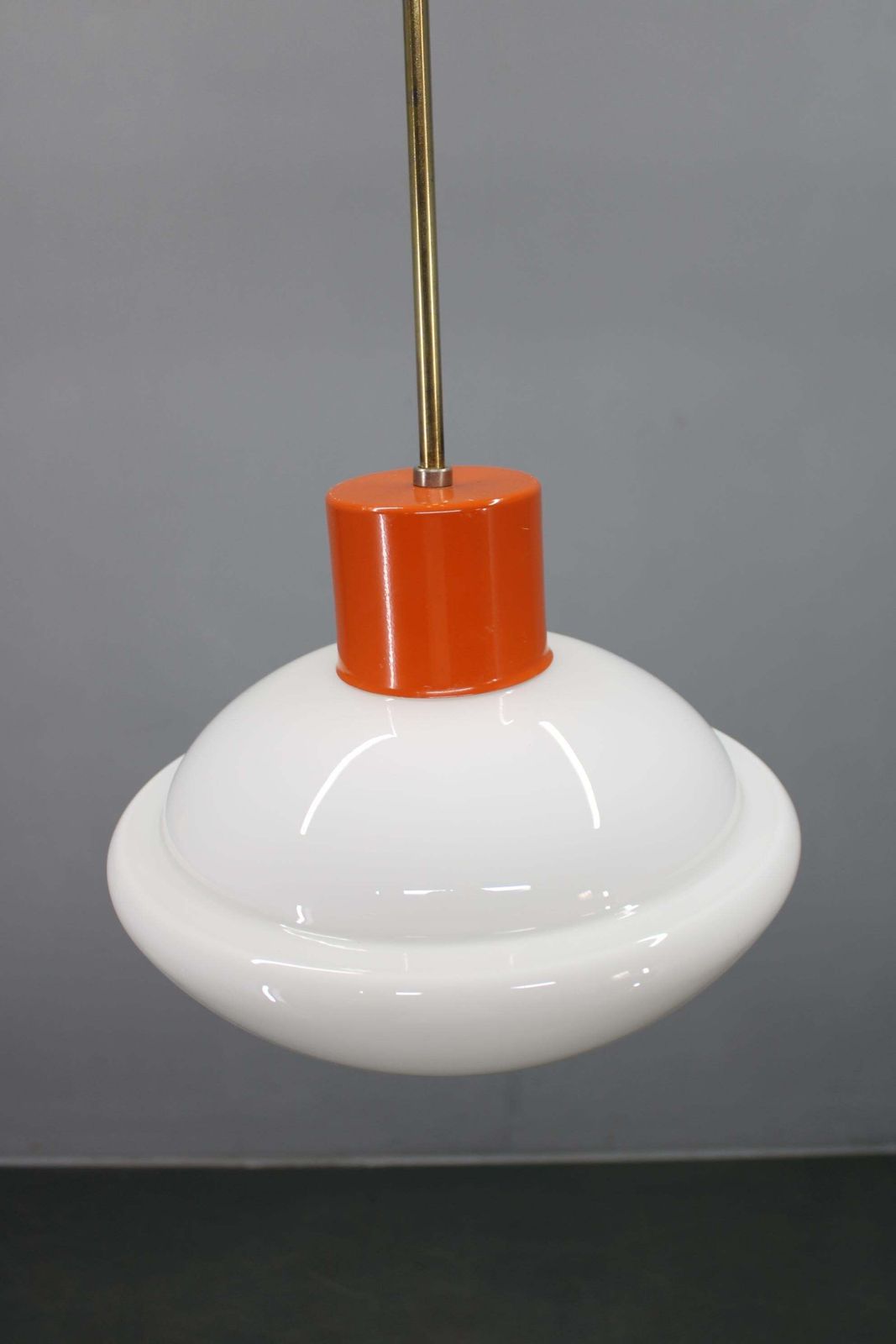 photo buy 1970s Czechoslovak Mid Century Orange Opaline Glass Pendant Lamp
