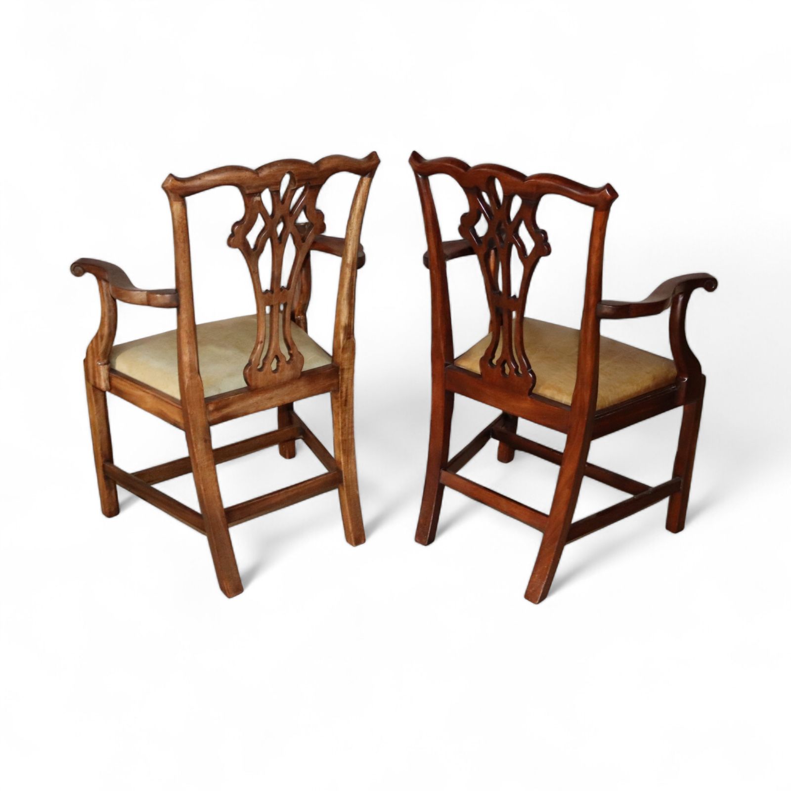 Set Of 6 Chippendale Style Mahogany Leather Seat Dining Chairs photo Furniture