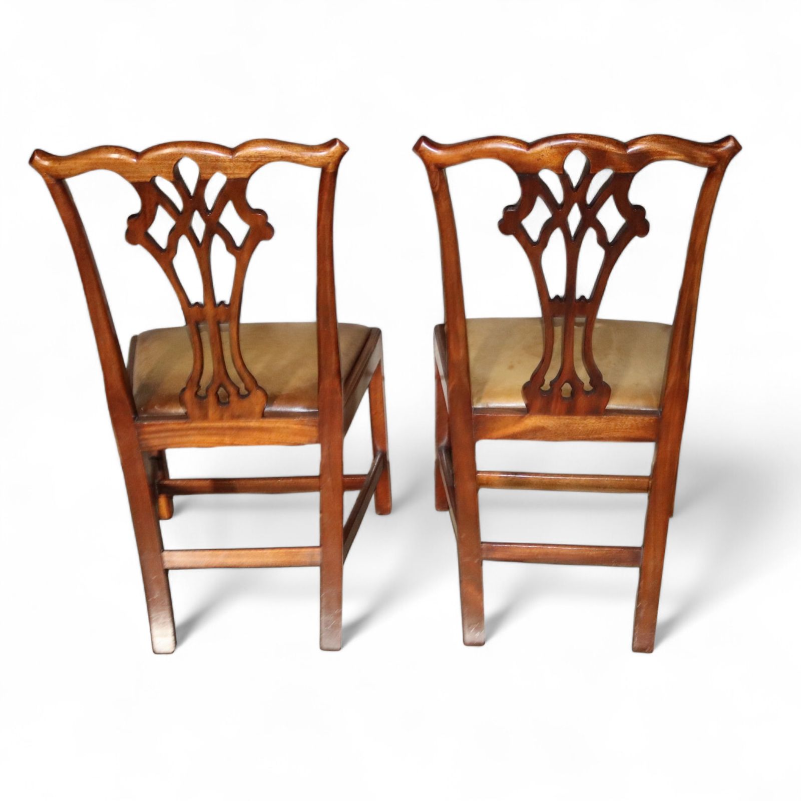 Set Of 6 Chippendale Style Mahogany Leather Seat Dining Chairs photo buy