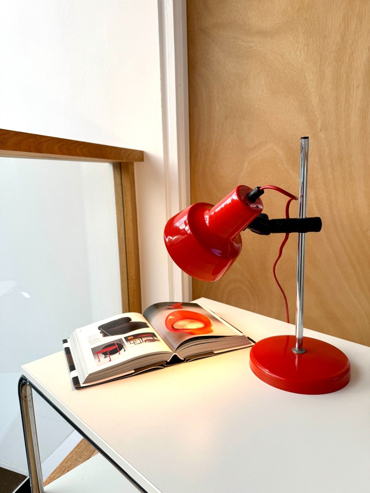 1980's Adjustable Orange Desk Lamp By Moda Of Denmark photo Lighting
