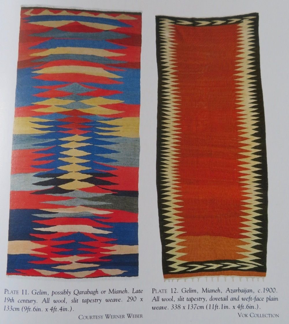 photo vintage Rare Design Azerbaijan Mianeh Long Kilim Rug. 303cm X 120cm.