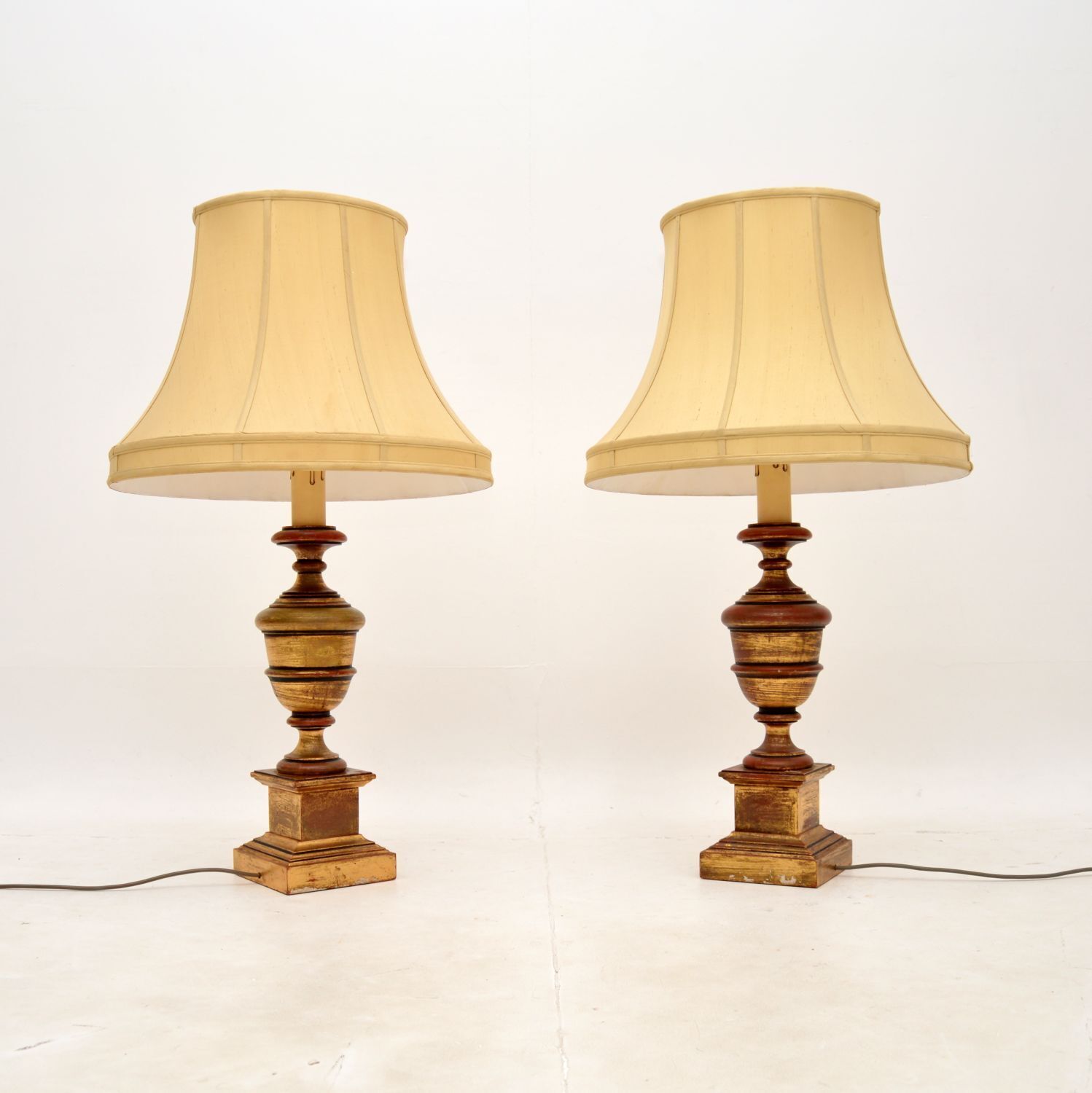 Pair Of Antique Gilt Wood Table Lamps photo furniture