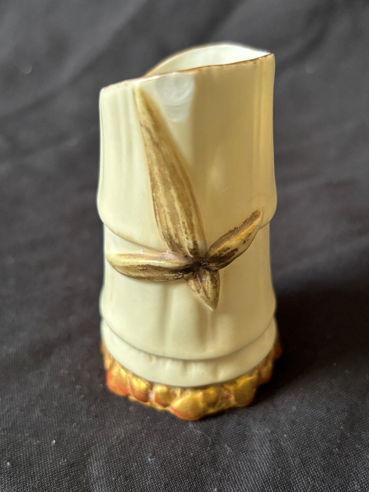 Pair Circa 1894 Royal Worcester England 7cm Antique Bamboo Spill Bud Vases photo for sale