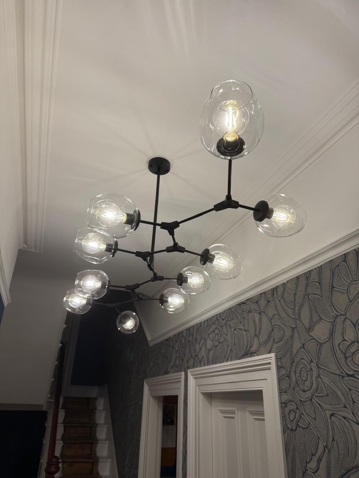 Large Pendant Light Fitting New And Unused 2000x600mm With 10 Glass Shades photo Lighting
