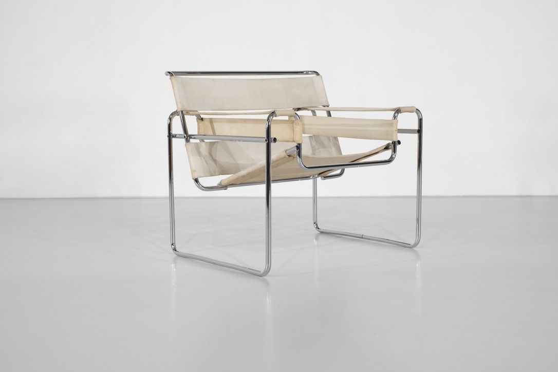 Armchair " B3 Wassily " Fabric By Marcel Breuer For Gavina, 1925s. photo for sale