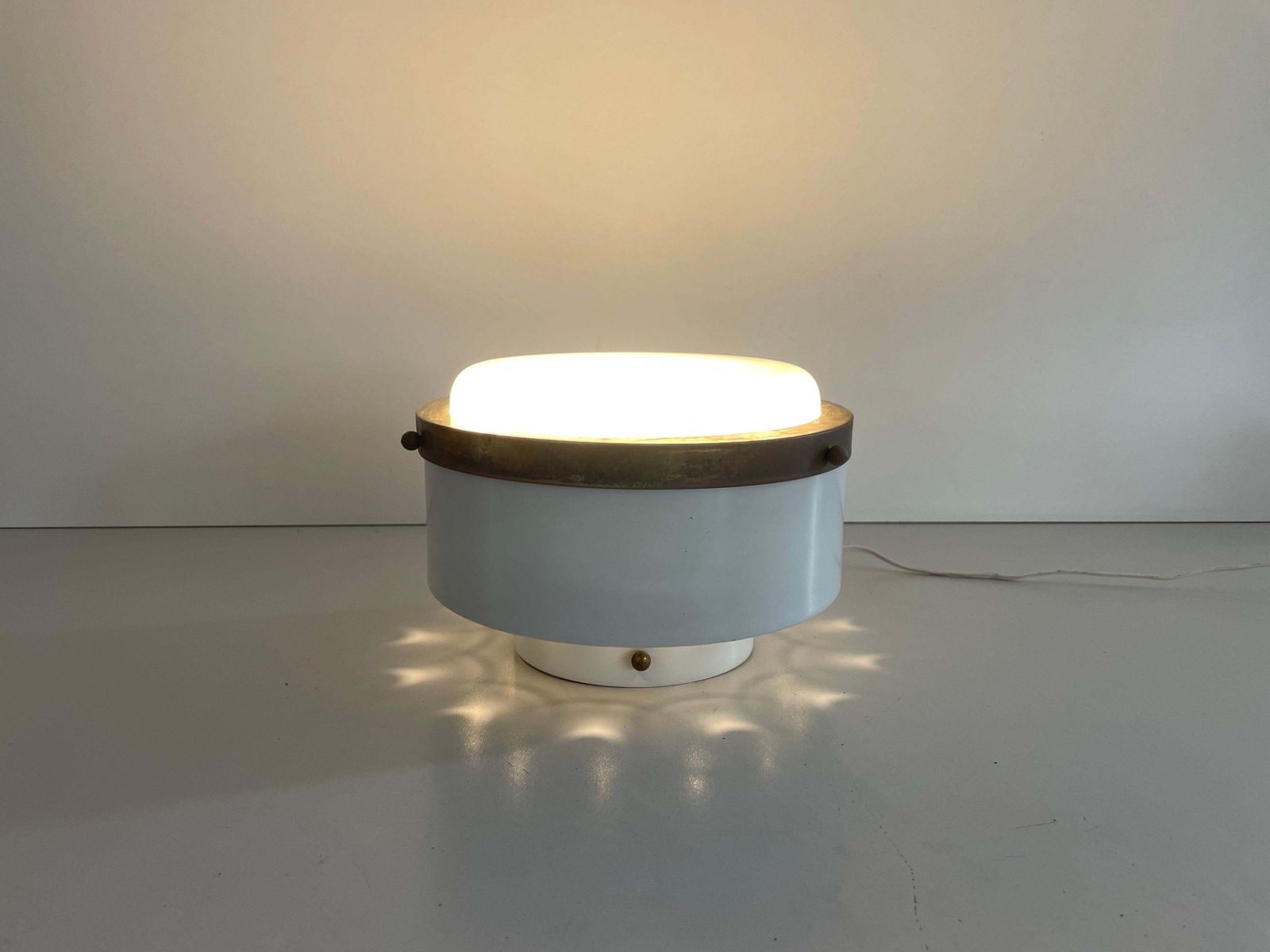 Lighting Round Opaline Glass Flush Mount Light By Minilumi Design, 1960s, Italy photo