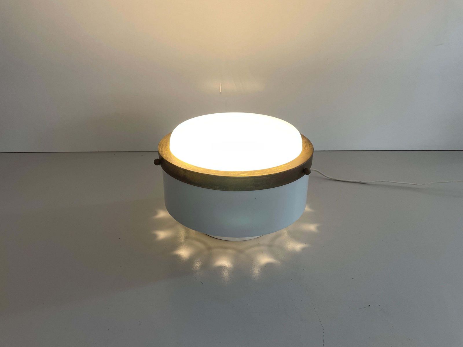 1750.0 Round Opaline Glass Flush Mount Light By Minilumi Design, 1960s, Italy photo