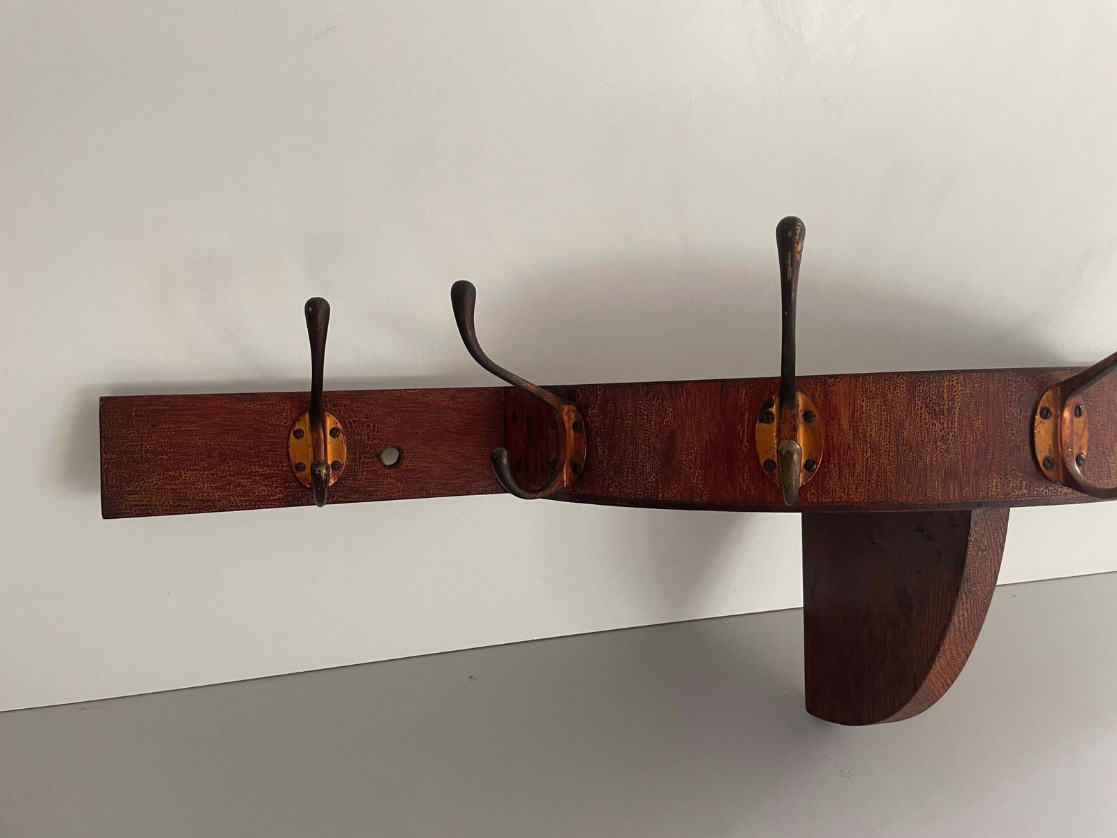 Mid Century Modern Large Wood Clothes Hanger And Shelf, 1960s, France photo vintage