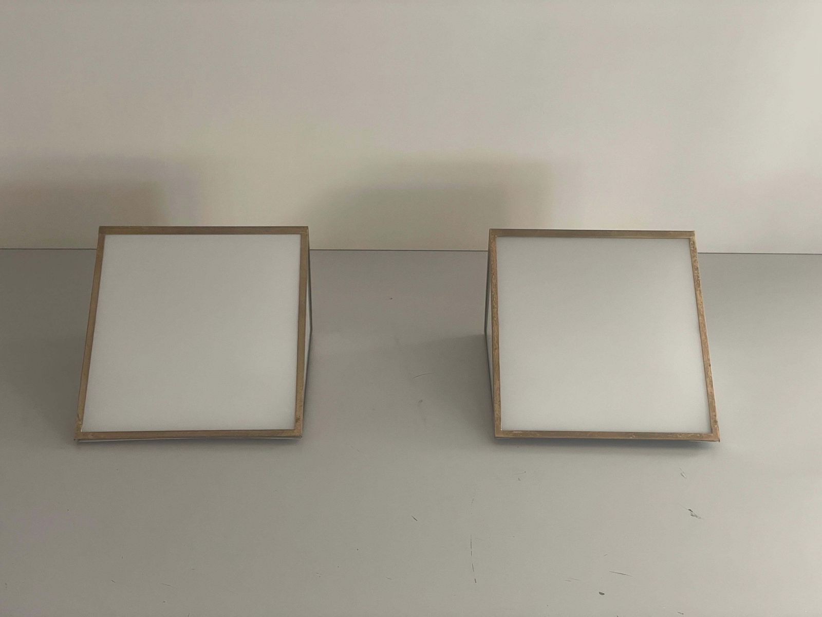 Mid Century Glass And Brass Large Pair Of Cinema Sconces, 1950s, Italy photo 3288.0