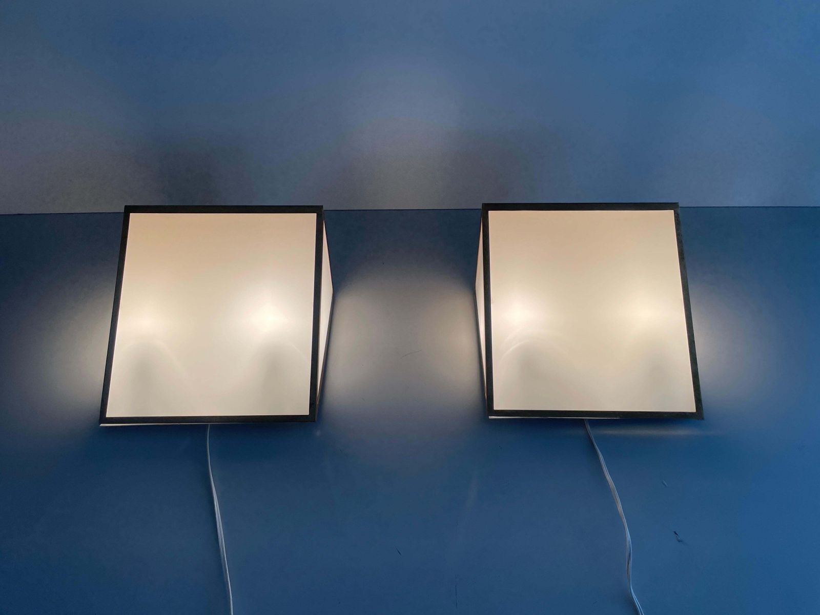 Lighting Mid Century Glass And Brass Large Pair Of Cinema Sconces, 1950s, Italy photo
