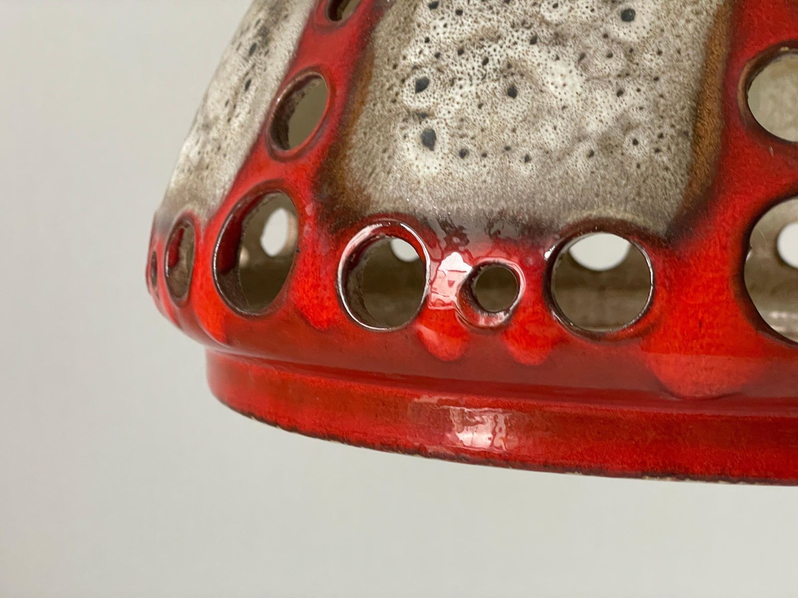 Red And Grey Ceramic Ceiling Lamp By Pan Leuchten, 1970s, Germany photo 1050.0