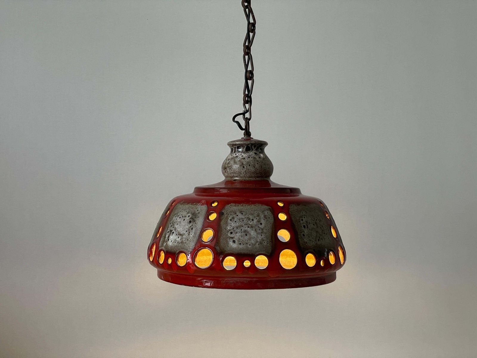 photo furniture Red And Grey Ceramic Ceiling Lamp By Pan Leuchten, 1970s, Germany