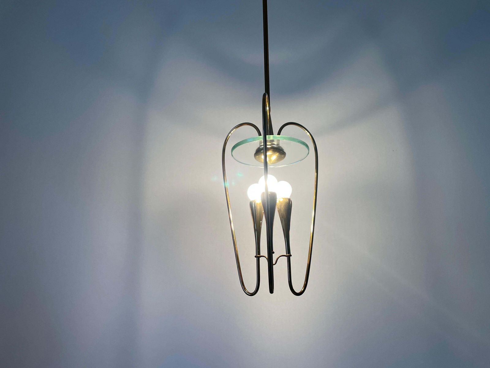 photo vinterior Brass And Glass Chandelier By Pietro Chiesa For Fontana Arte, 1950s, Italy