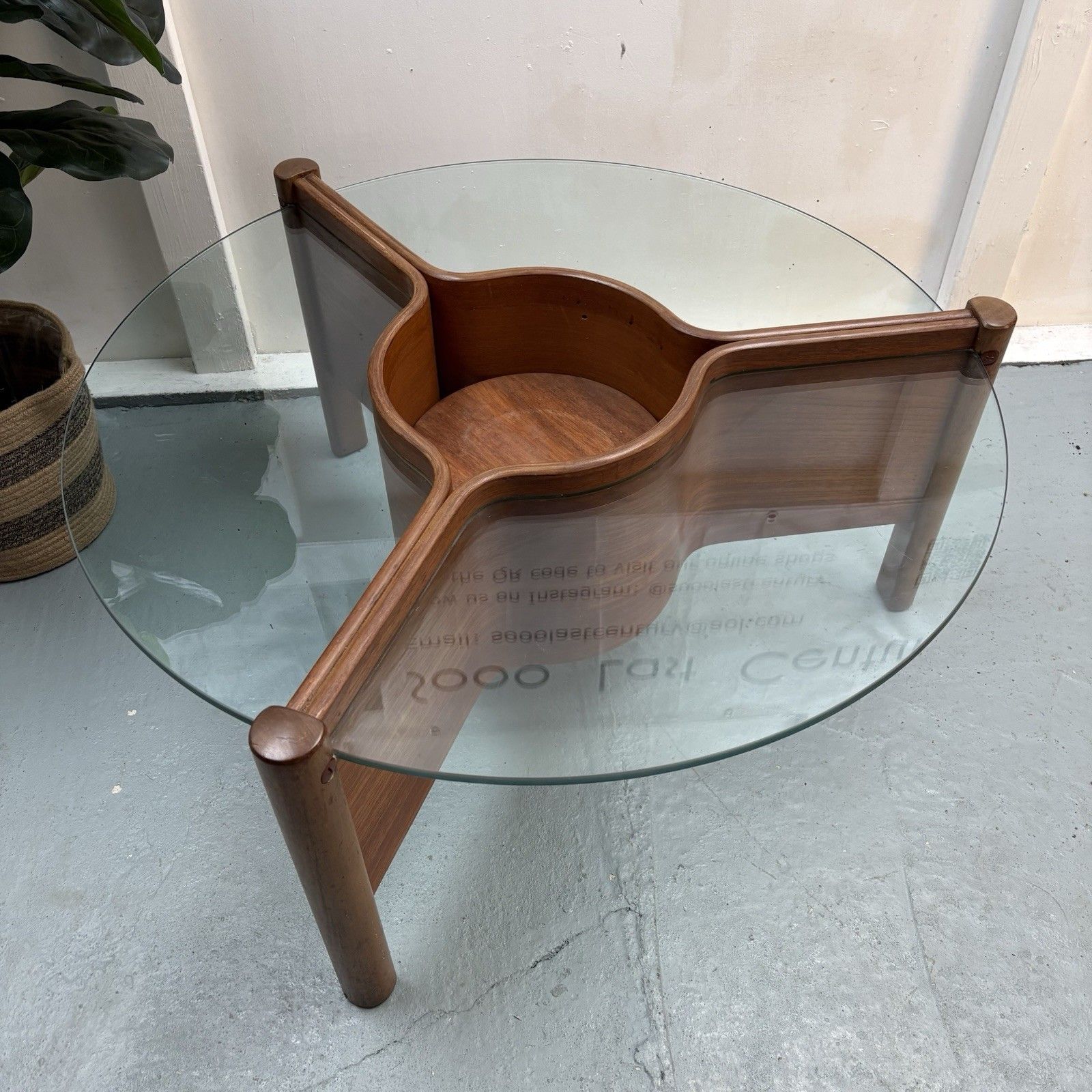 Rare Midcentury Thermoform Plywood Glass Coffee Table Designed By Nathan C.1960 photo 795.0