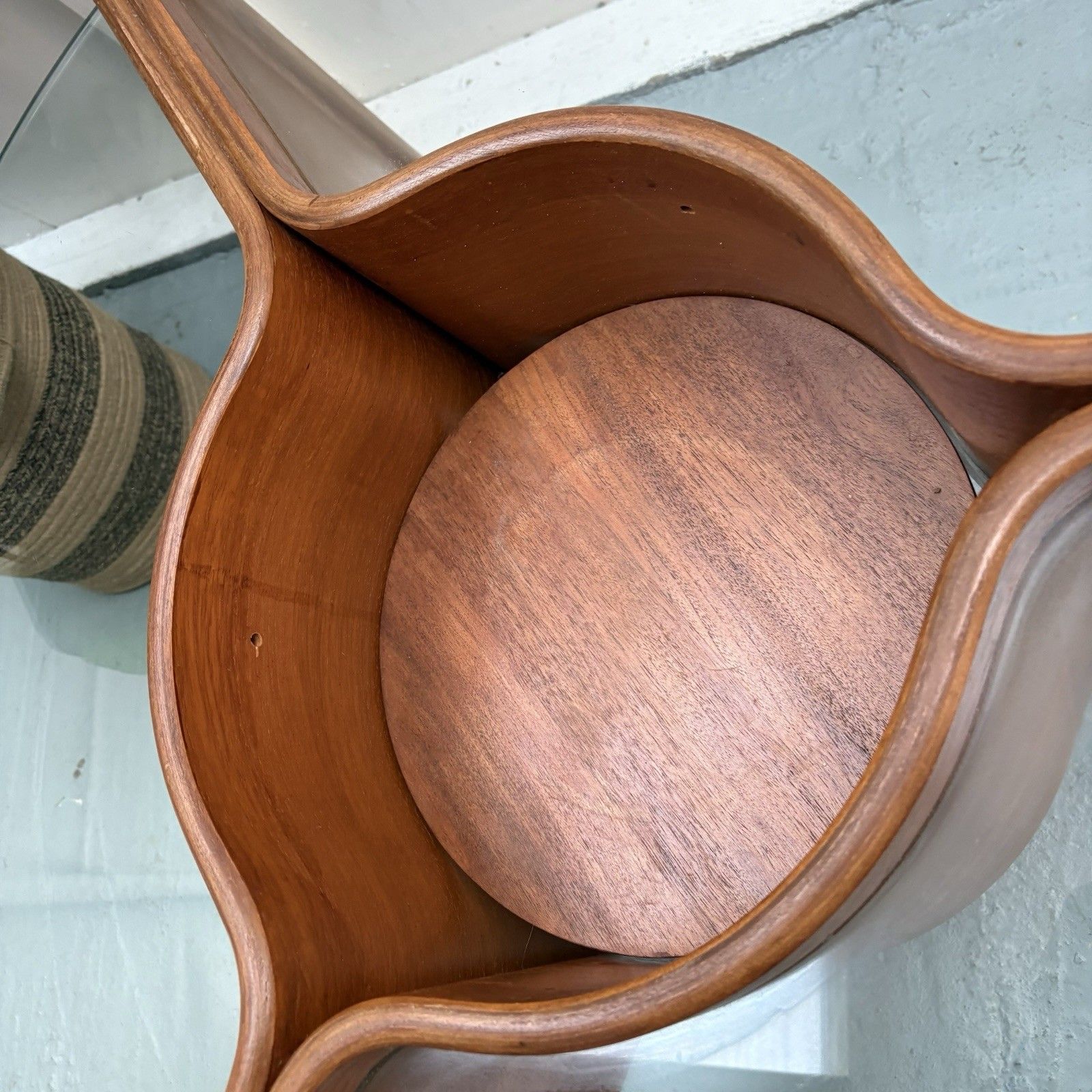 Rare Midcentury Thermoform Plywood Glass Coffee Table Designed By Nathan C.1960 photo vinterior
