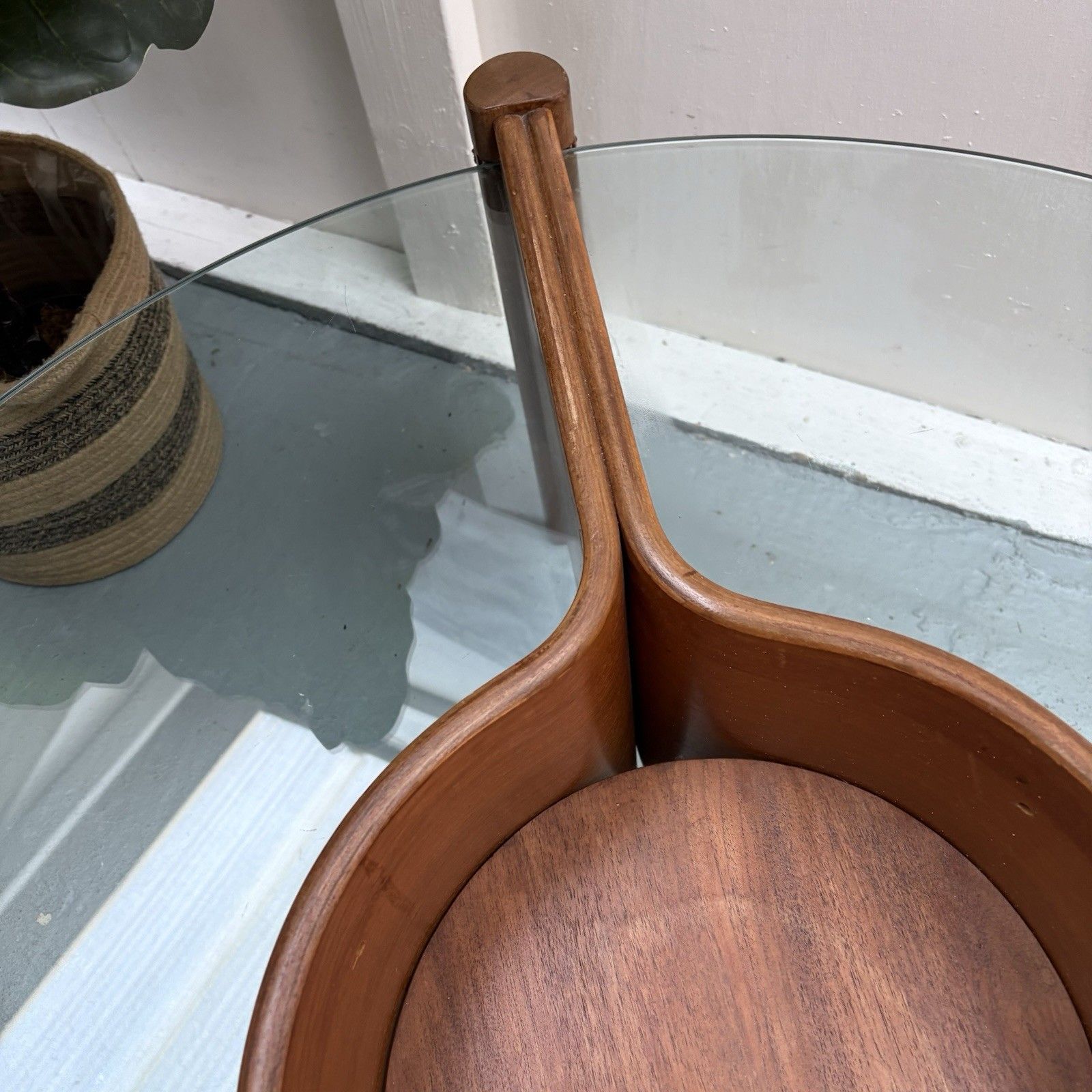 Rare Midcentury Thermoform Plywood Glass Coffee Table Designed By Nathan C.1960 photo vintage