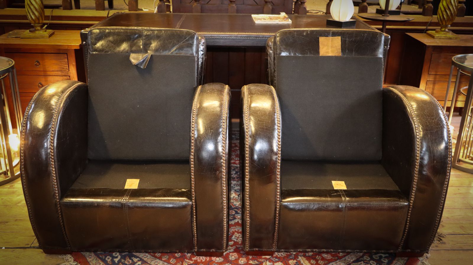 Sublime Pair Timothy Oulton Rockefeller Leather Armchairs Cigar Club Rare photo Furniture