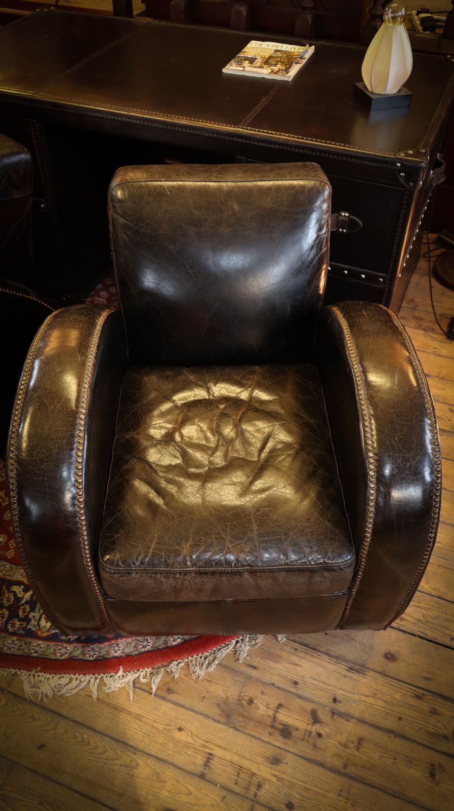 Furniture Sublime Pair Timothy Oulton Rockefeller Leather Armchairs Cigar Club Rare photo