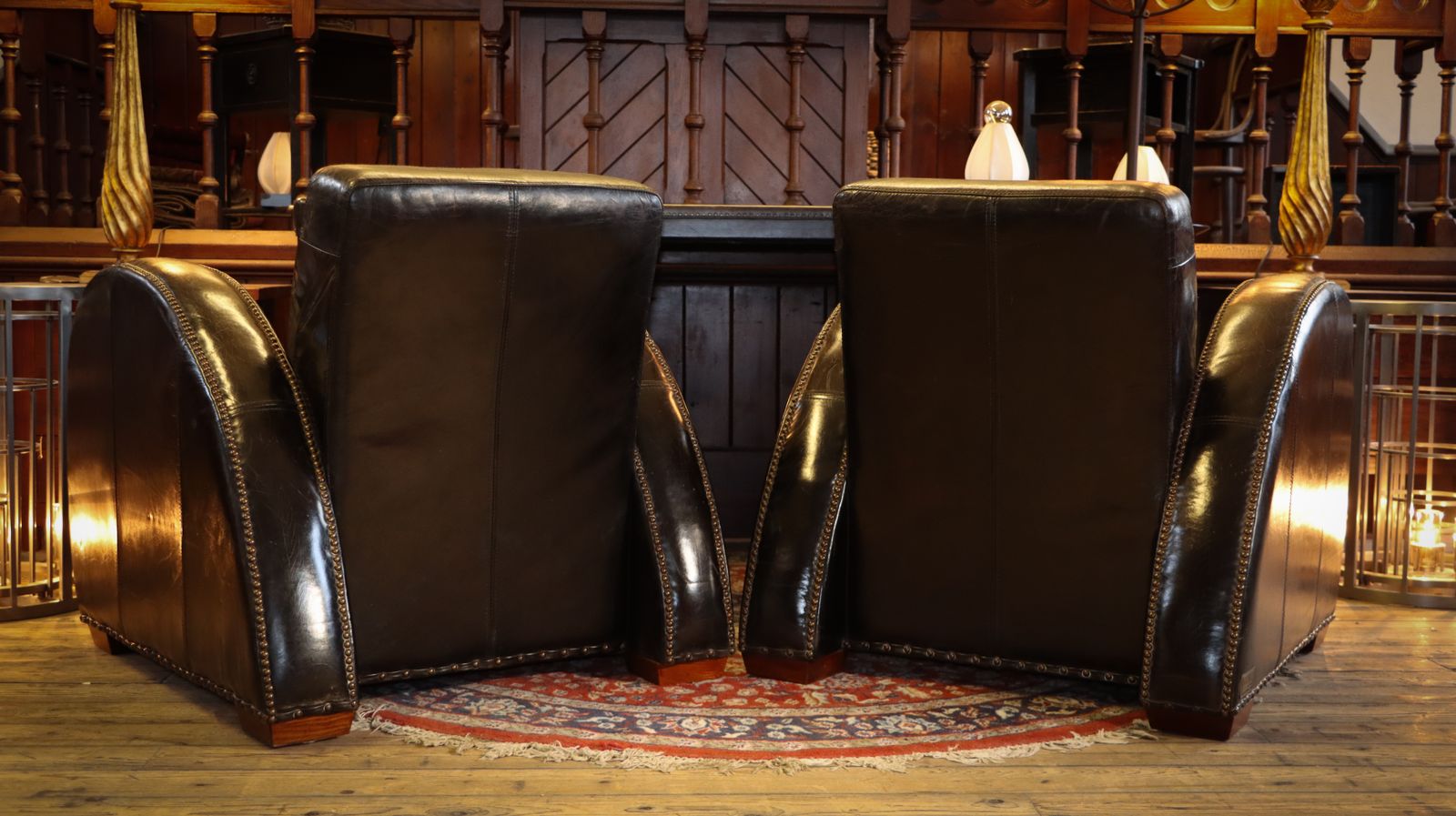 photo vinterior Sublime Pair Timothy Oulton Rockefeller Leather Armchairs Cigar Club Rare