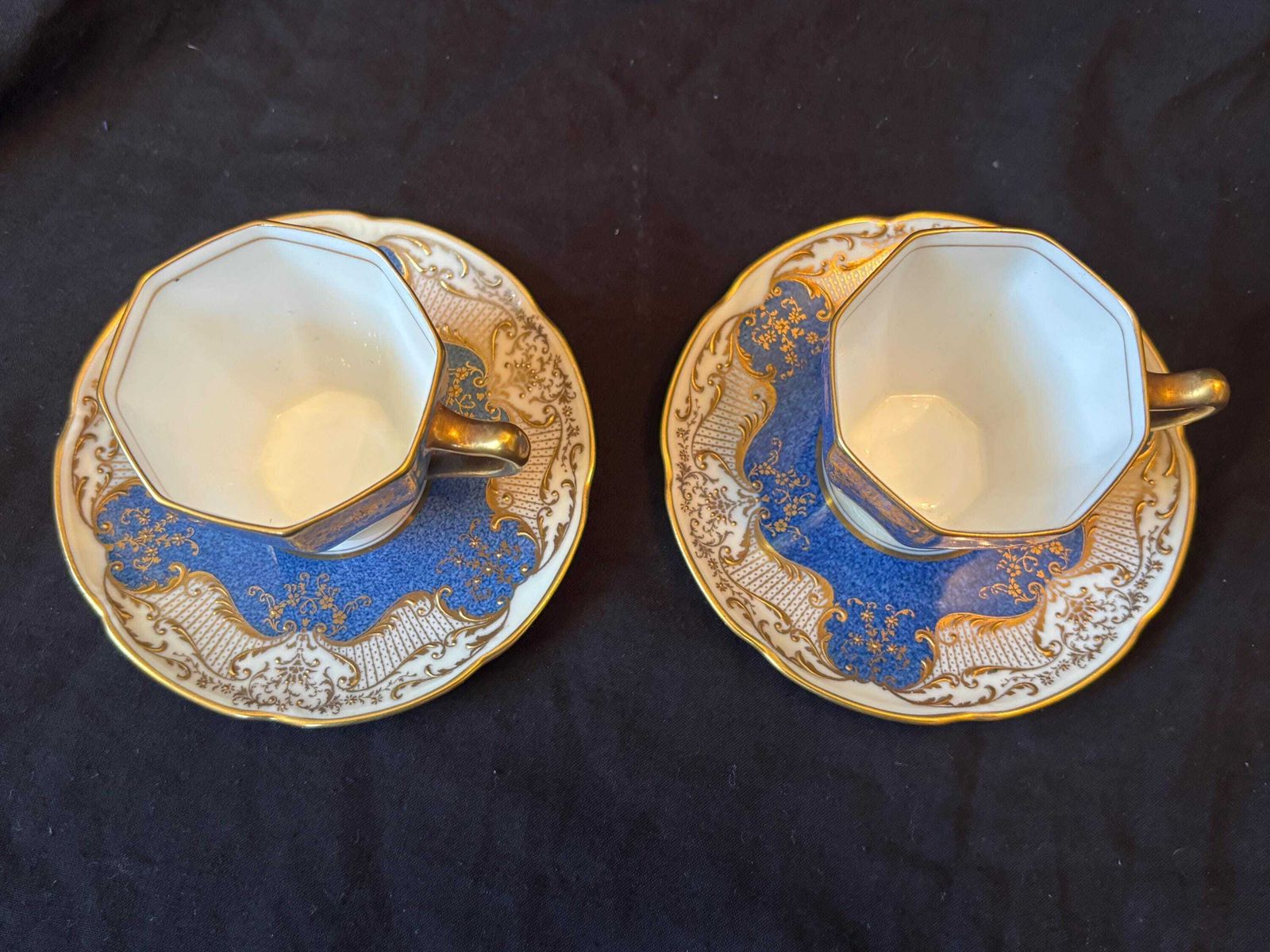 Royal Doulton Art Deco Hand Painted Demitasse Cups & Saucers Gilt Floral Pattern photo furniture