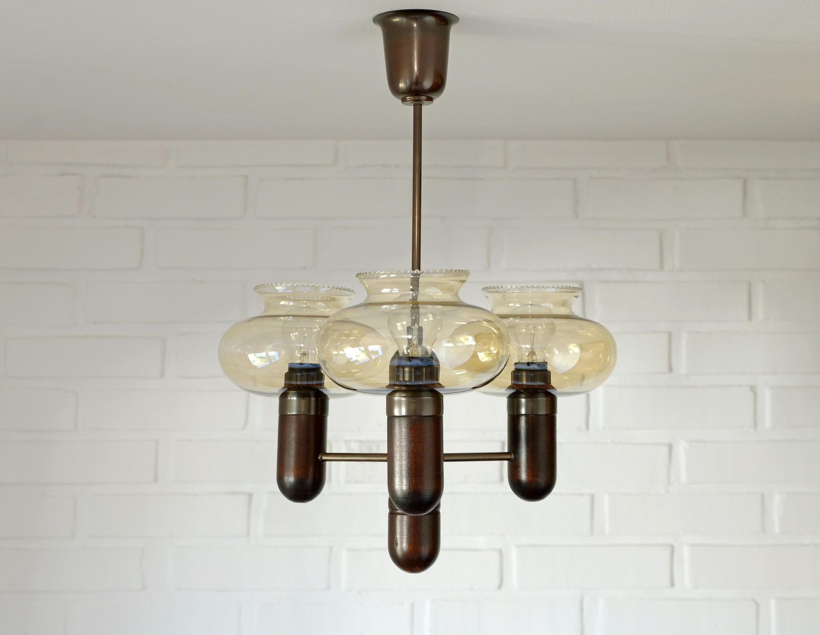 Vintage Pendant Light / Mid Century Rustic Lamp / Wooden Hanging Lamp / Colonial Chandelier From 1970's photo furniture