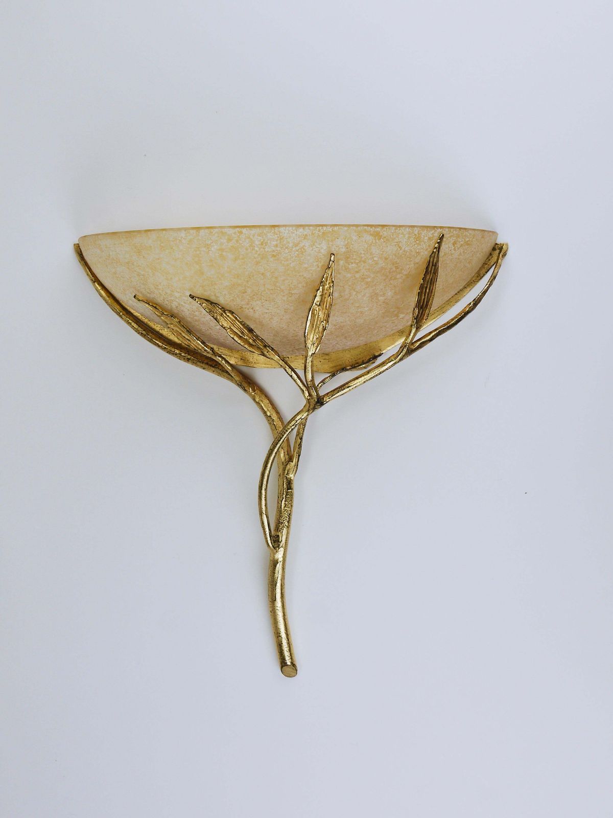 Banci Firenze Gilt Iron & Scavo Glass Floral Sconces, Wall Lights, Italy, 1970s photo vinterior