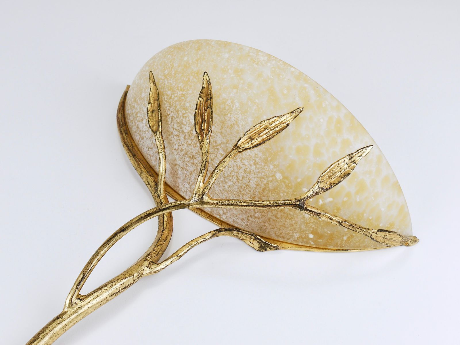 1925.0 Banci Firenze Gilt Iron & Scavo Glass Floral Sconces, Wall Lights, Italy, 1970s photo