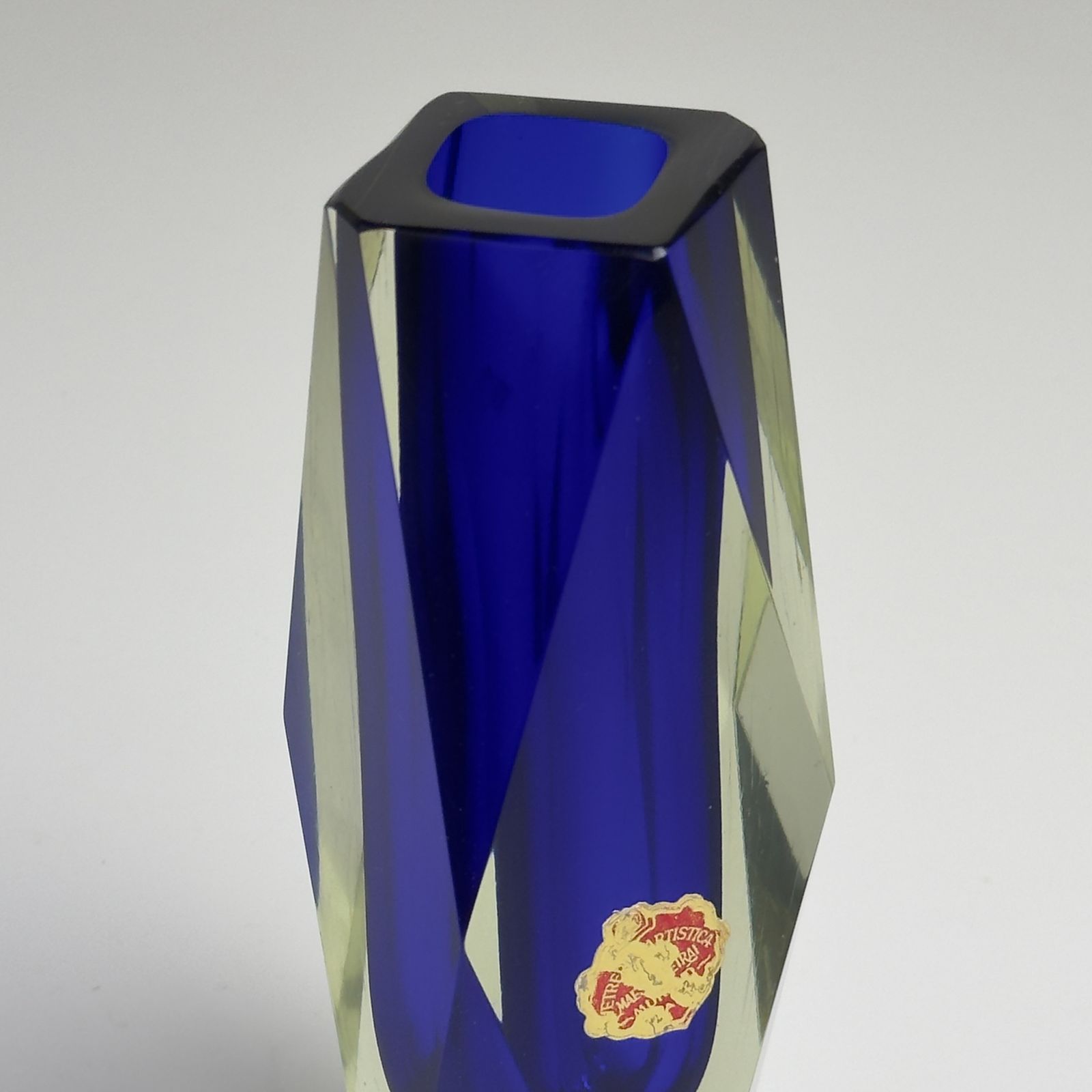 Vintage Sommerso Blue Murano Vase, Italy 1970s photo buy