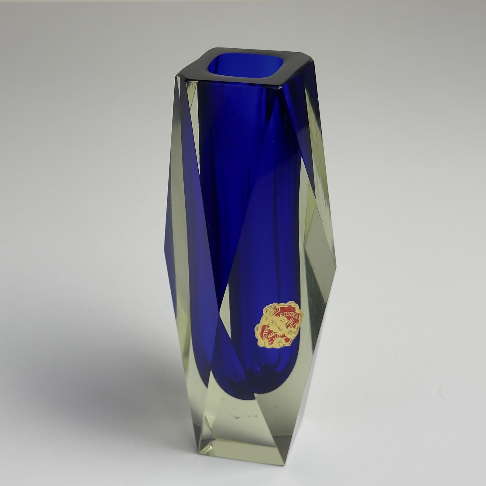 Vintage Sommerso Blue Murano Vase, Italy 1970s photo vintage