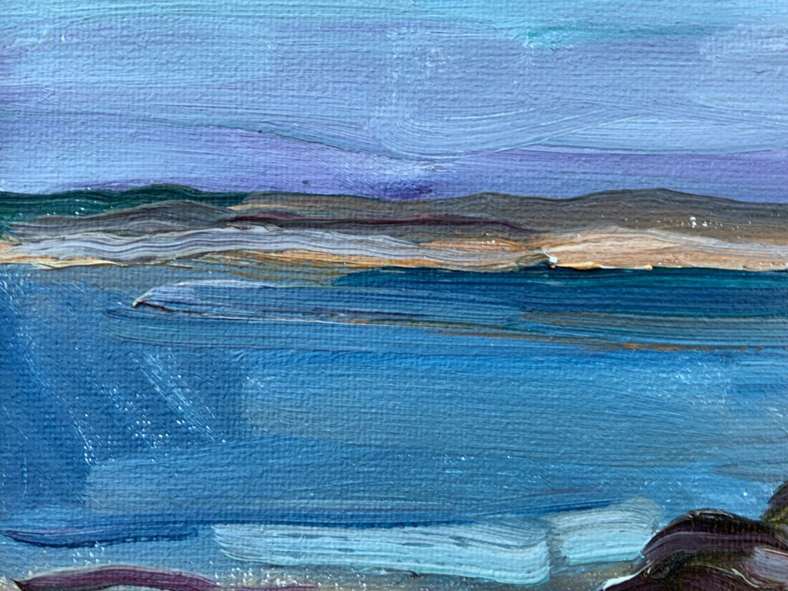 Vintage Marine Swedish Modernists Oil Painting Blue Seascape By Göran Brunius photo vinterior