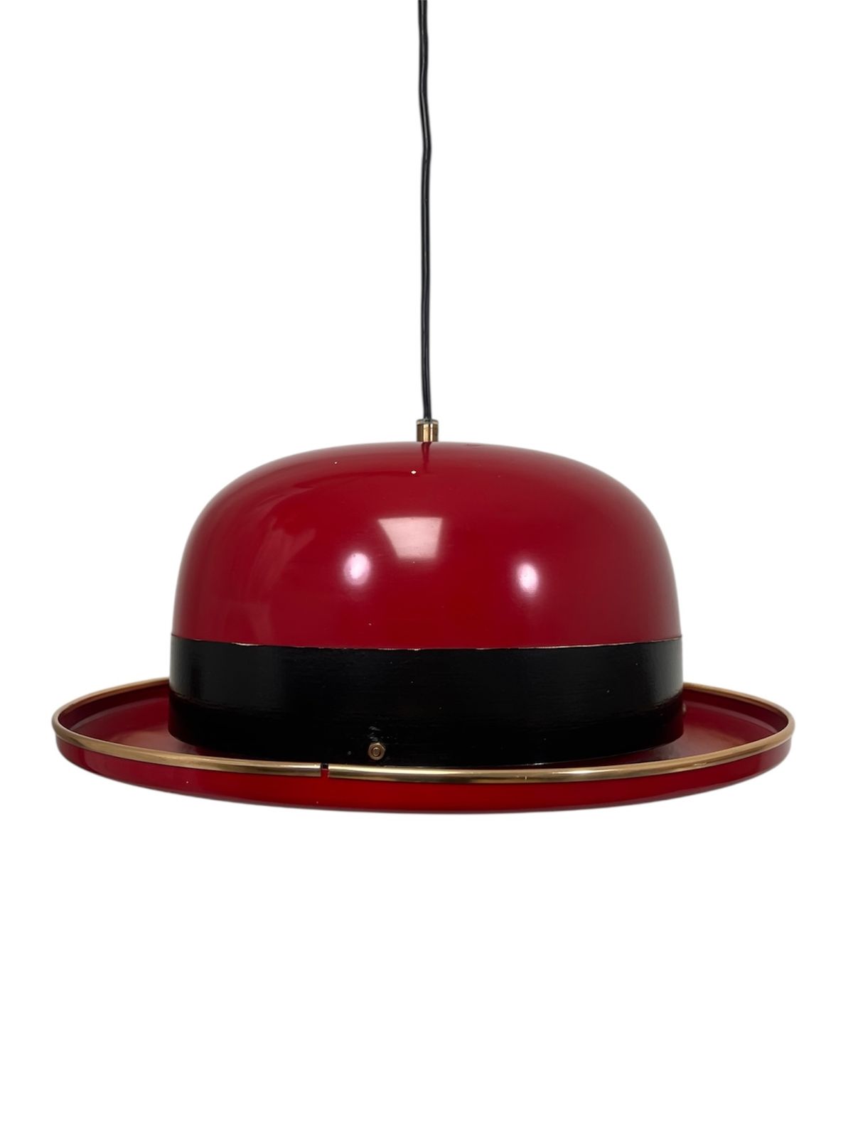 Hans Agne Jakobsson “Hat” / “Bowler Hat” Metal Ceiling Lamp, Markaryd, 1960s/70s photo furniture
