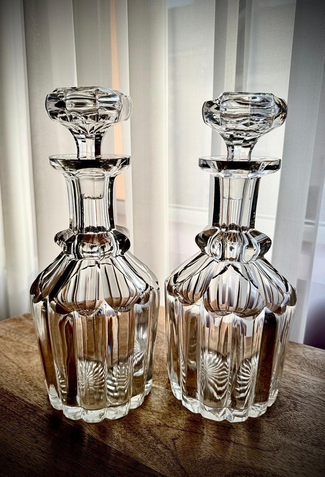 Matched Pair Of Georgian–Regency Cut Glass Decanters, C.1820–1835 photo for sale