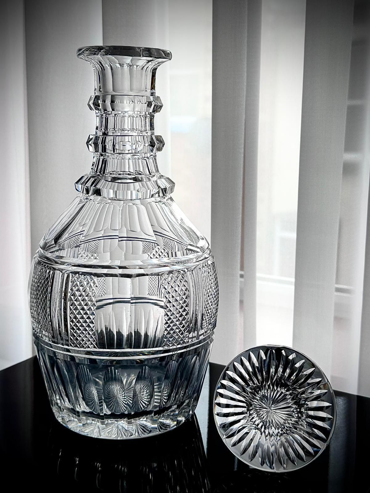 Vintage French / Franco Belgian Magnum Cut Crystal Decanter With Numbered Stopper, Mid–20th C photo furniture
