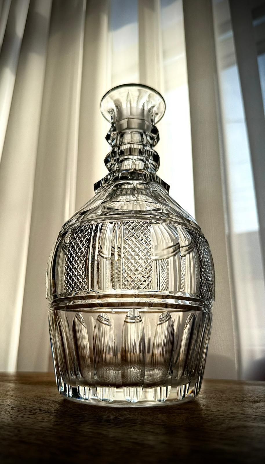 photo for sale Vintage French / Franco Belgian Magnum Cut Crystal Decanter With Numbered Stopper, Mid–20th C
